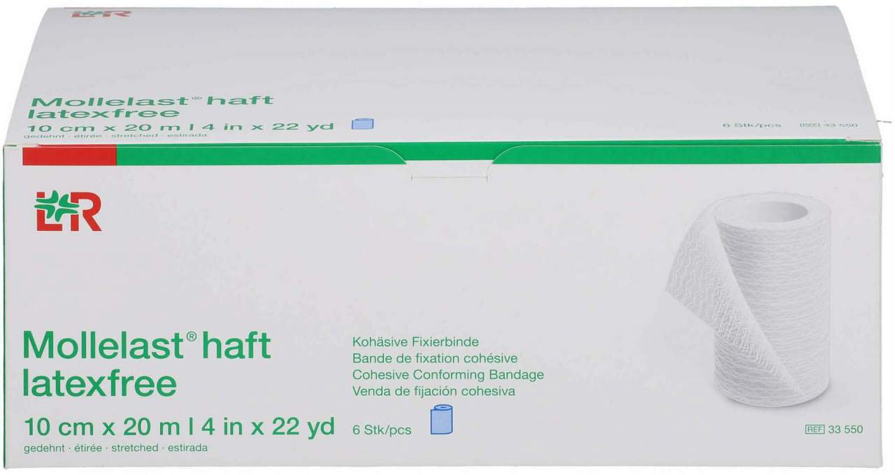 Mollelast Haft Binden Latexfrei 10 cm X 20 M Blau