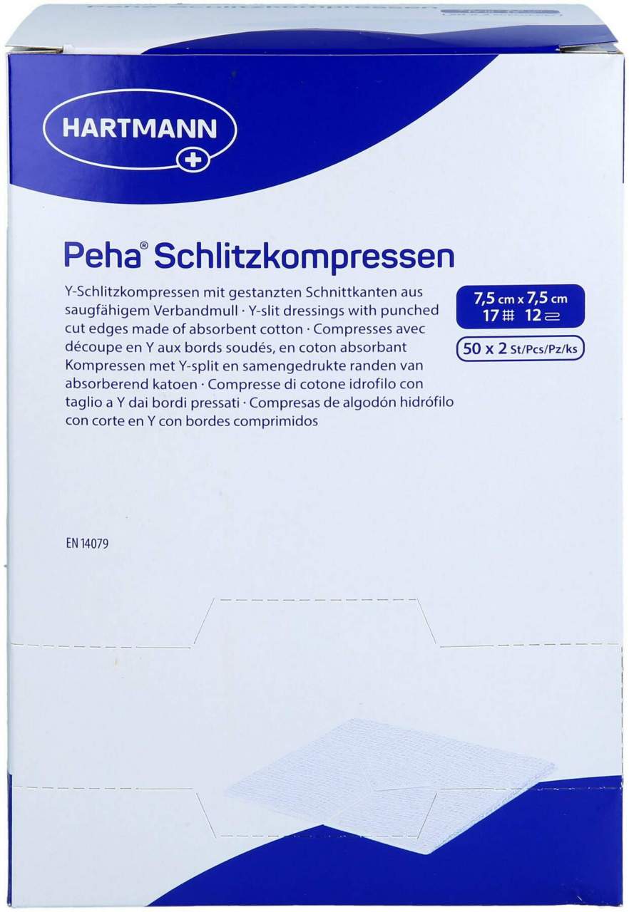 Peha Schlitzkompressen 7,5 X7,5 cm Steril 50 X 2 Kompressen