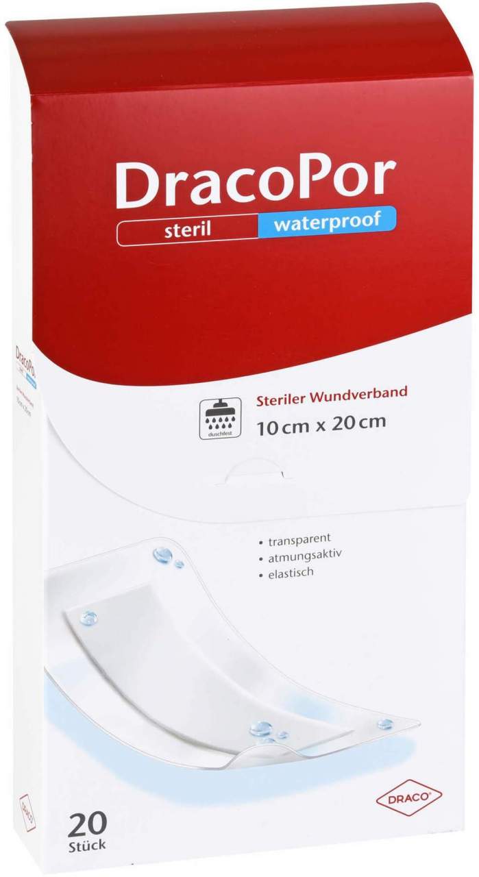 Dracopor Waterproof Wundverband 10 X 20 cm Steril 20 Stück