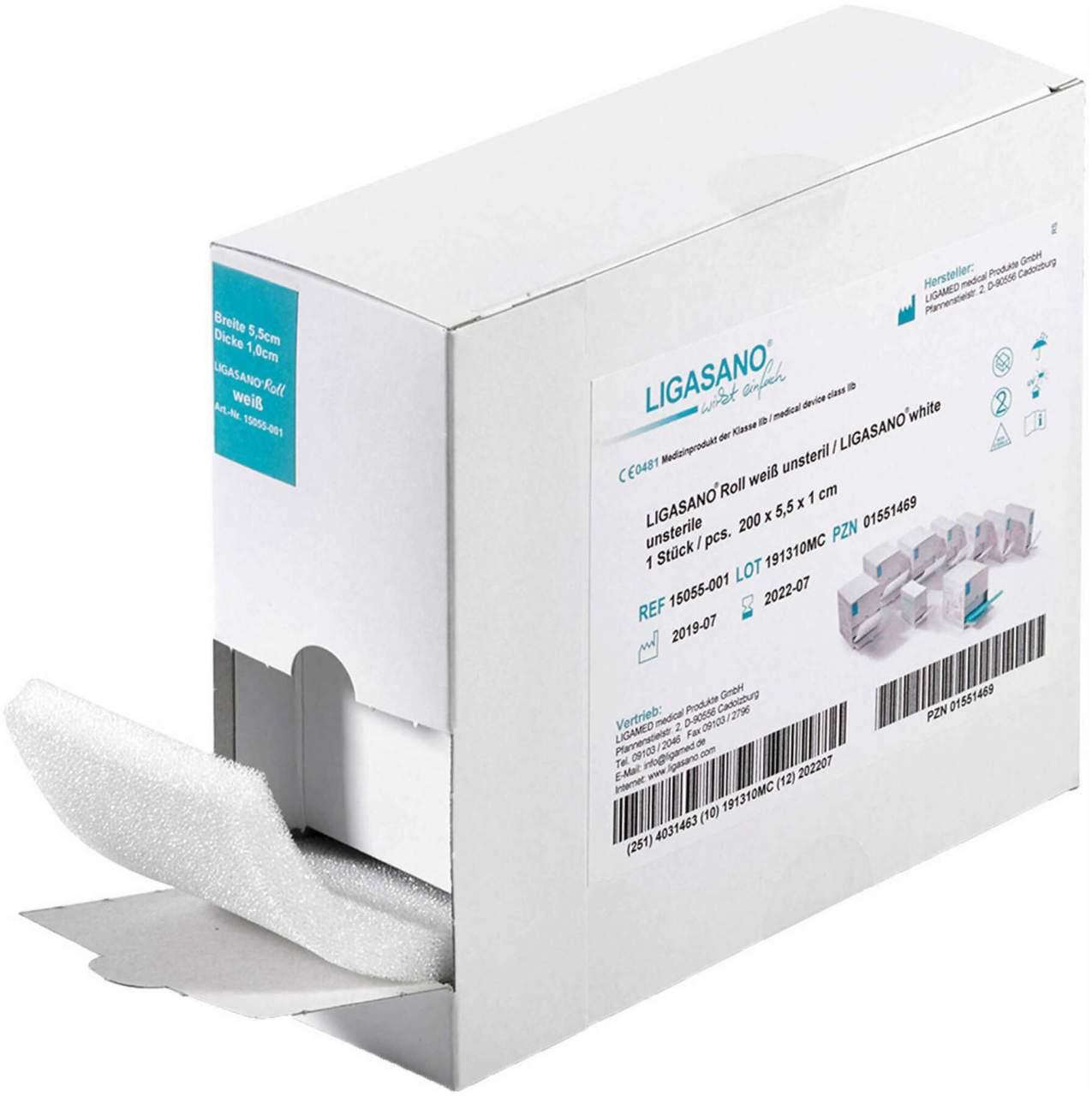 Ligasano Roll Weiß Verb.0,6x5,5x300 cm Unsteril 1