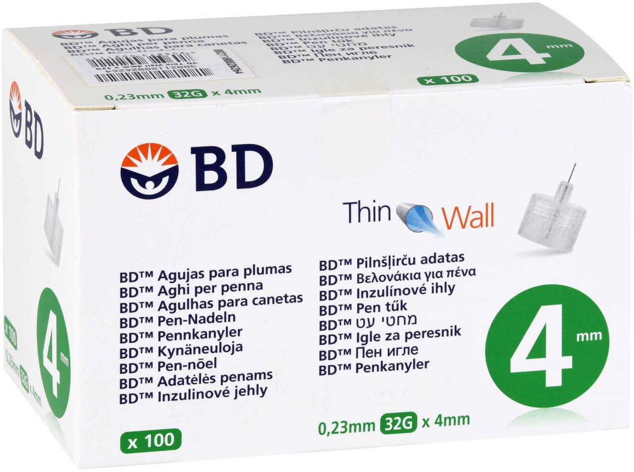 Bd Thin Wall Pen-Nadeln 0,23x4 mm