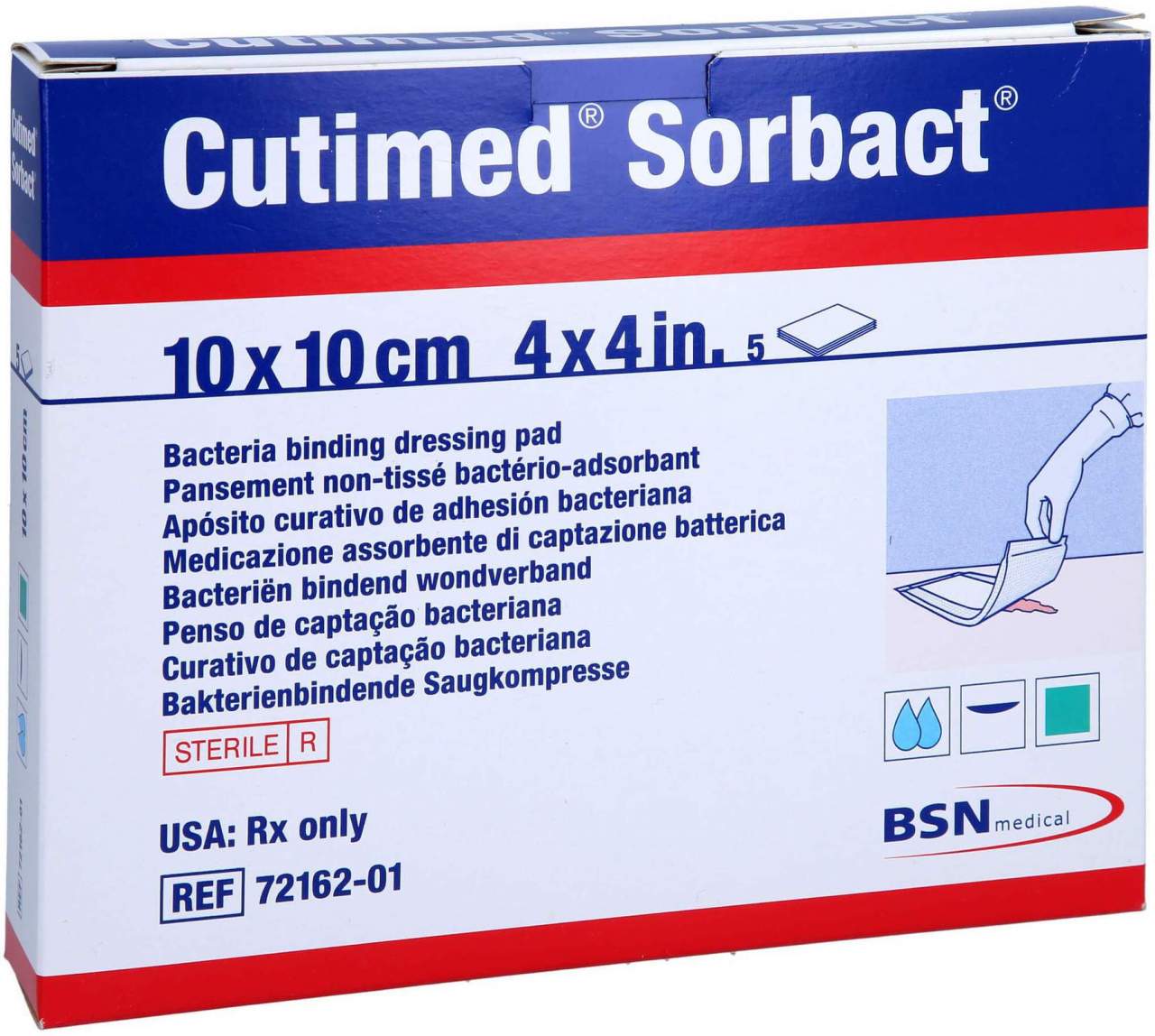 Cutimed Sorbact Saugkompressen 10 X 10 cm 5 Kompressen