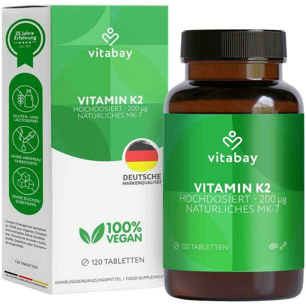 Vitamin K2 200 µg Mk-7 Vegan Hochdosiert 120 Tabletten