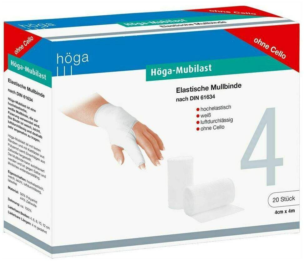 Höga Mubilast 20 Fixierbinden 4 cm X 4m Ohne Cellophan