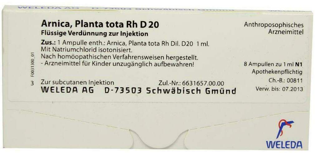 Weleda Arnica Planta Tota Rh D20 8 X 1 ml Ampullen