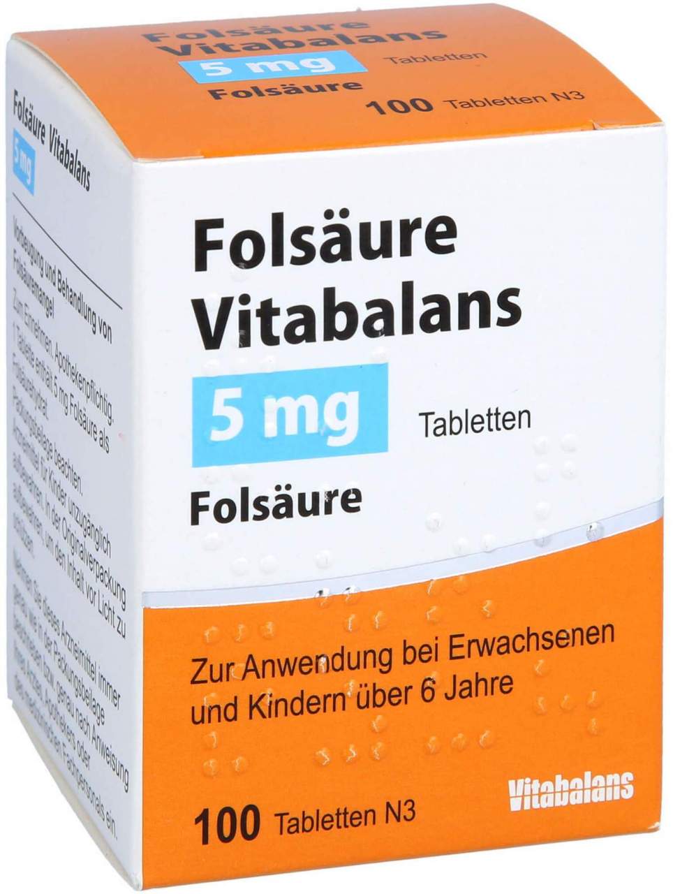 Folsäure Vitabalans 5 mg 100 Tabletten