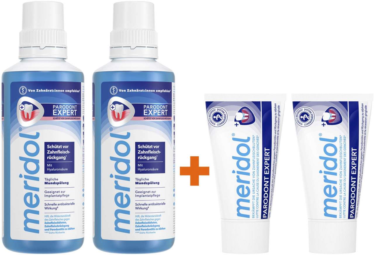 Meridol Parodont-Expert Mundspülung 2 x 400 ml + gratis Meridol Paradont Expert 2 x 20 ml