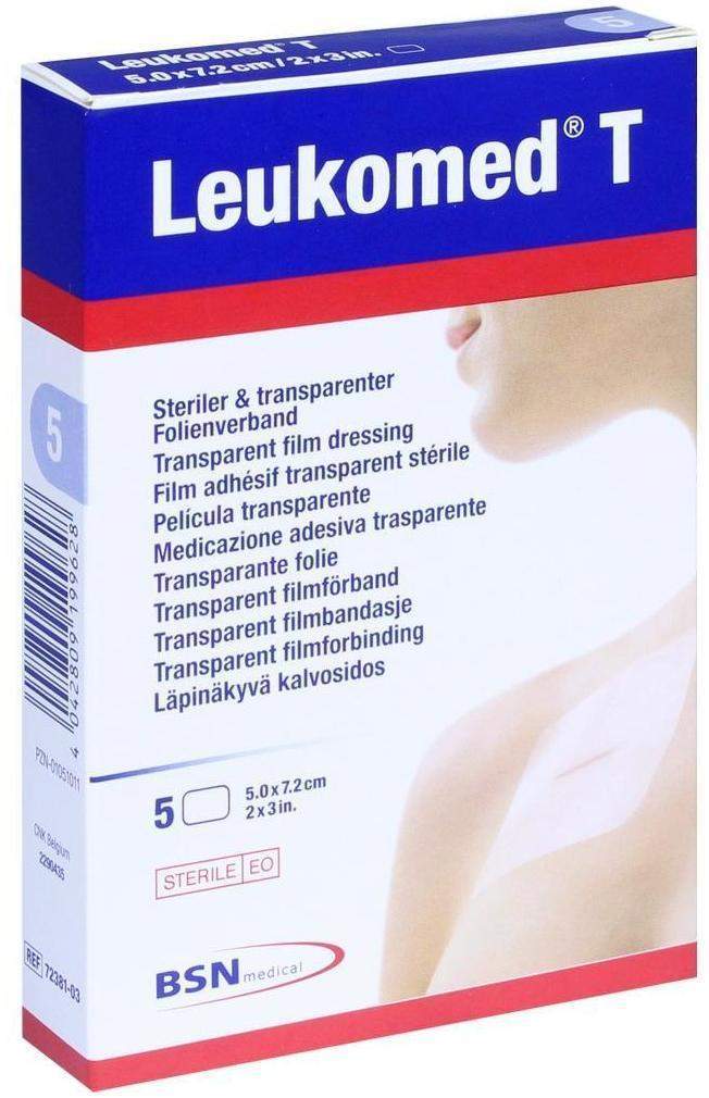 Leukomed Transparent Sterile Pflaster 7,2 X 5 cm 5 Pflaster