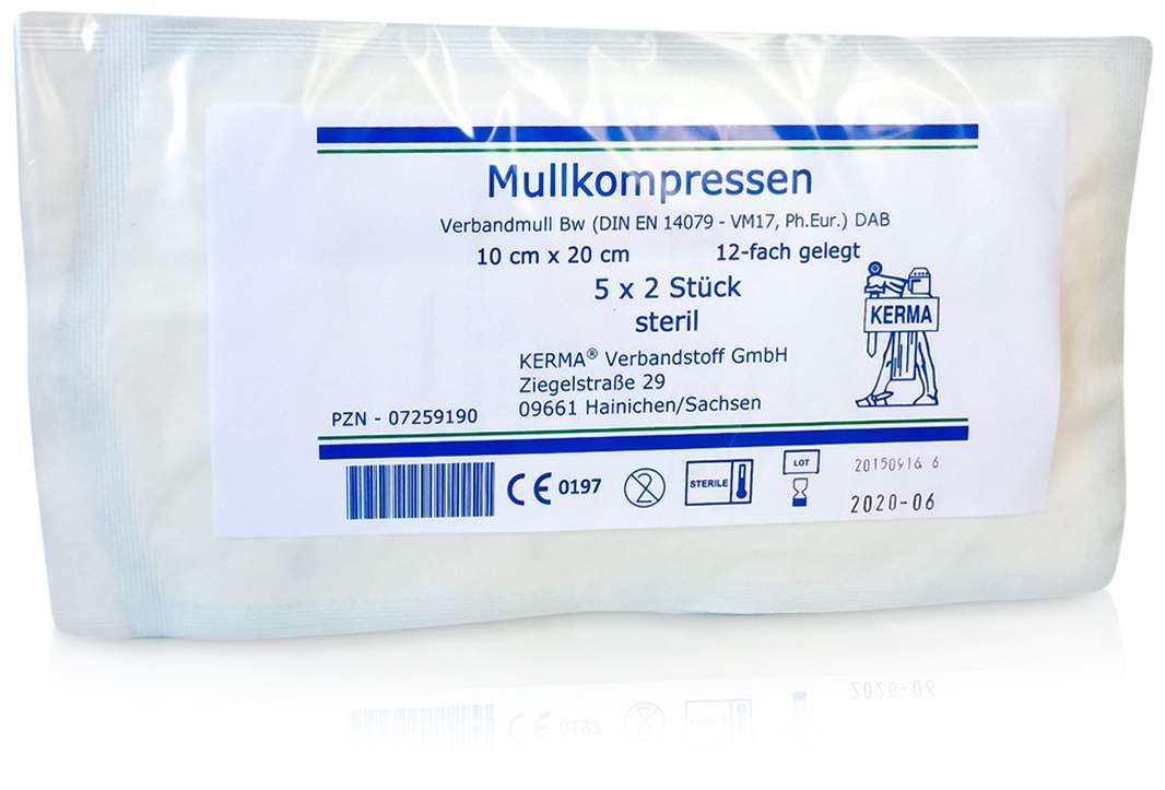 Mullkompressen Bw 10 X 20 cm 12fach Steril 5 X 2 Kompressen