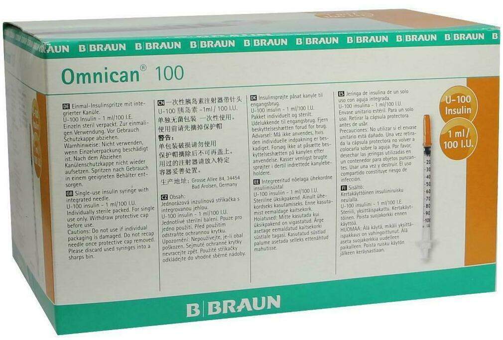 Omnican 100 Insulin U100 1 ml 30 G 0,30 X 12 mm 100 X 1 Spritze