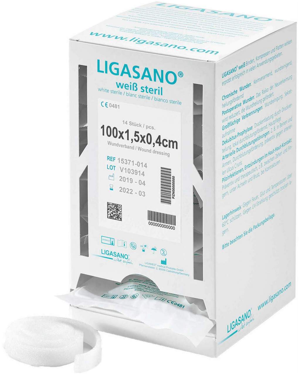 Ligasano Weiß Wundband Mini 0,4x1,5x100 cm Steril