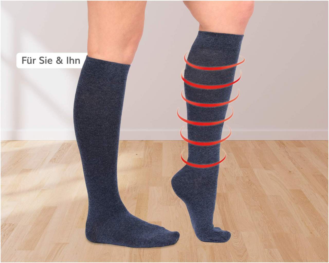 Energy Stützkniestrümpfe Unisex, jeans Größe 43-46