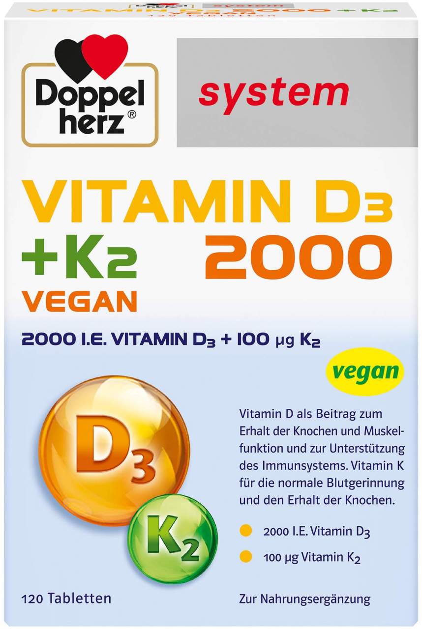 Doppelherz system Vitamin D3 2000 I.E. + K2 120 Tabletten
