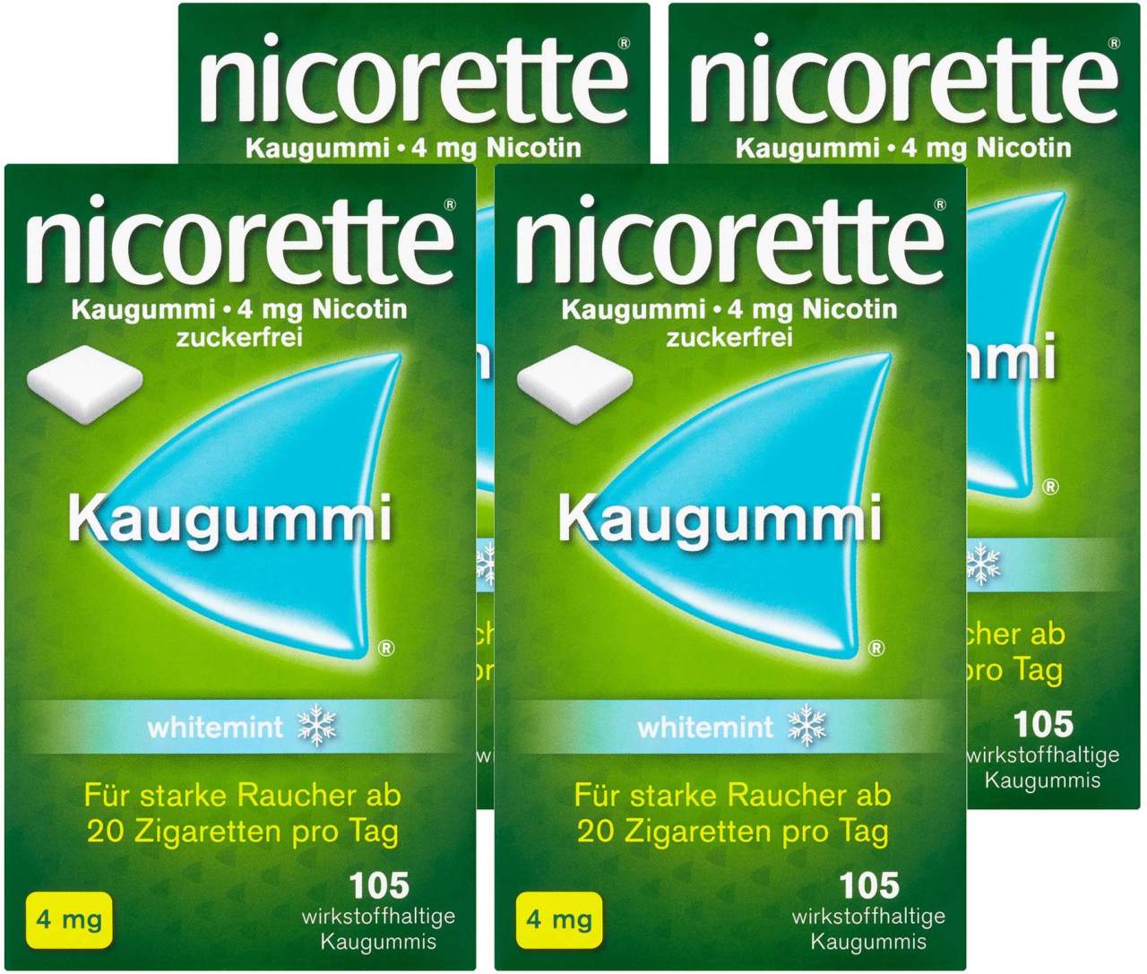 Nicorette Kaugummi 4 mg whitemint 4 x 105 Stück