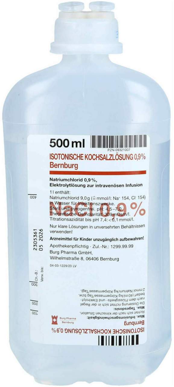 Isotonische Kochsalzlösung 0,9 % Bernburg Pe-Flasche 10 X 500...