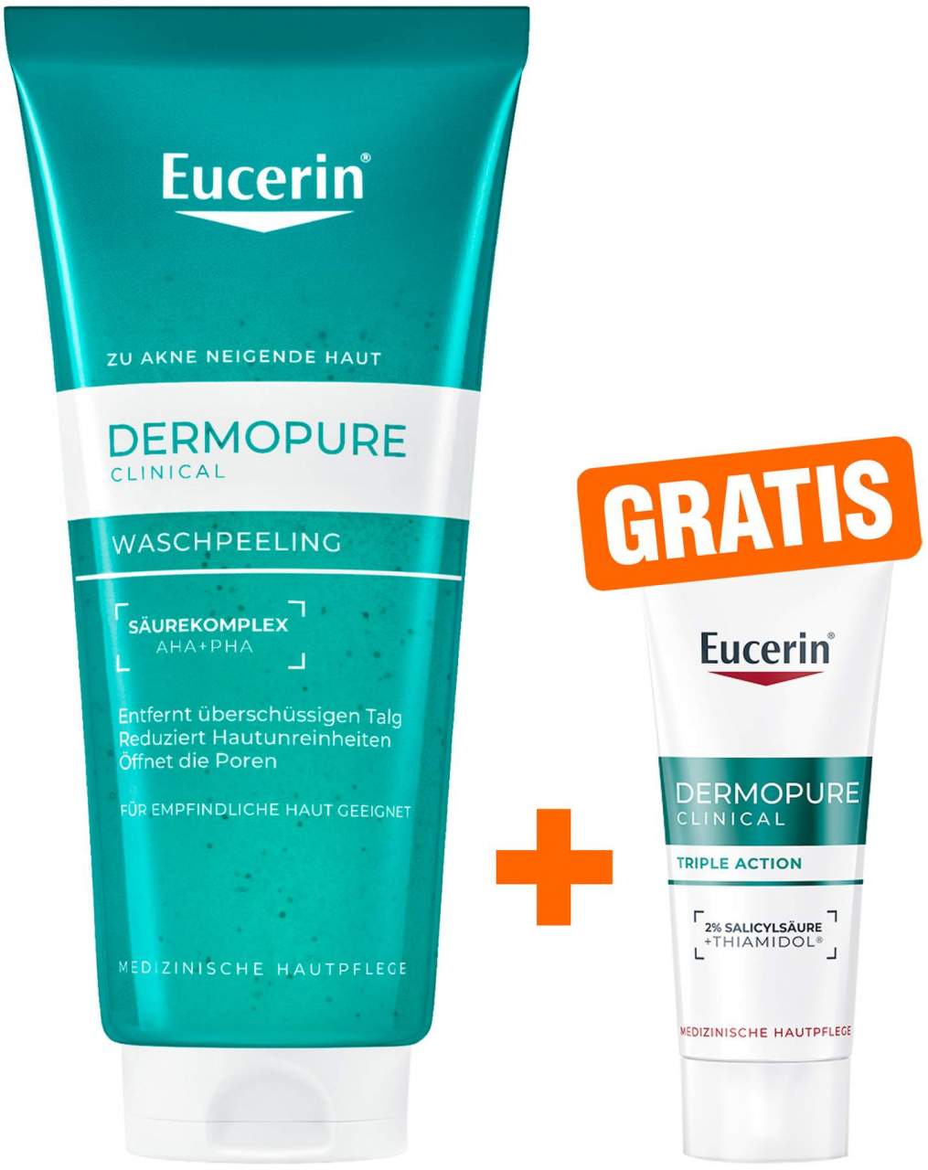 Eucerin DermoPure Clinical Waschpeeling 100 ml + gratis Eucerin DermoPure Clinical Triple Action 7 ml Serum - Waschpeeling