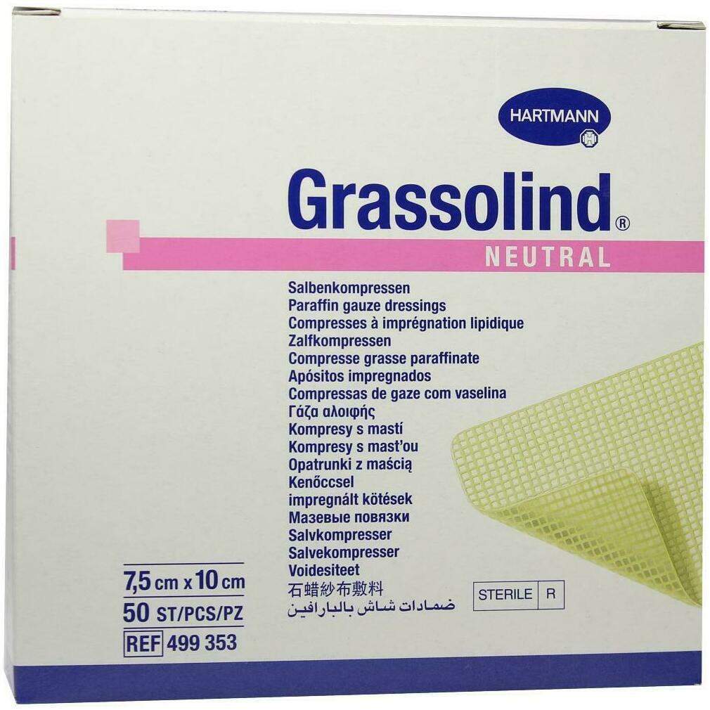 Grassolind Salbenkompressen 7,5 X 10 cm Steril 50 Kompressen