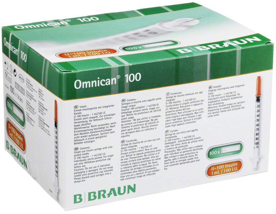 Omnican 100 Insulin U100 1 ml 30 G 0,30 X 8 mm 100 X 1 Spritze