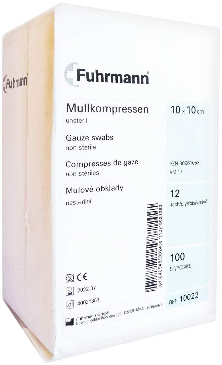 Mullkompressen 10x10 cm Unsteril 12fach