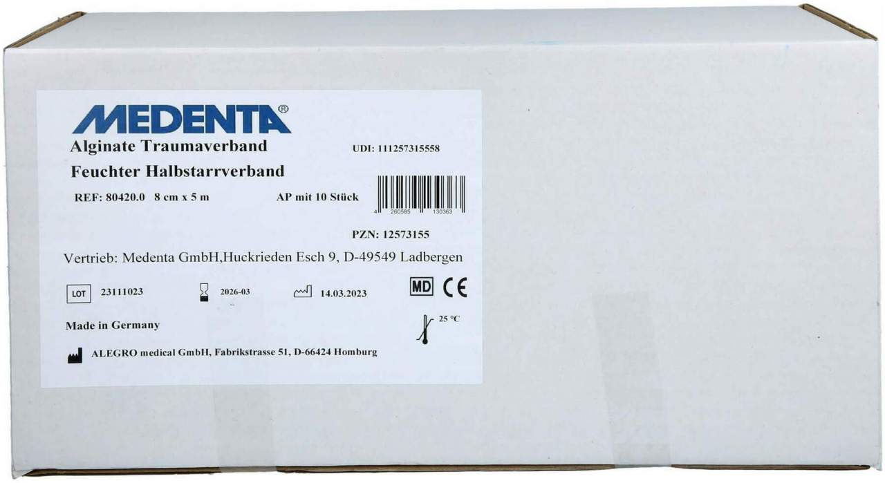 Alginate Traumaverband 8 Cmx5 M 10 Stück