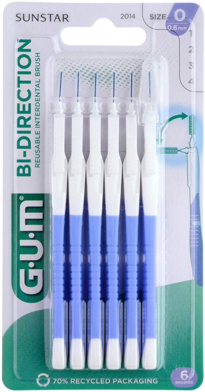 Gum Bi-Direction Interdentalbürste 0,6 mm Lila Kerze 6 Stück