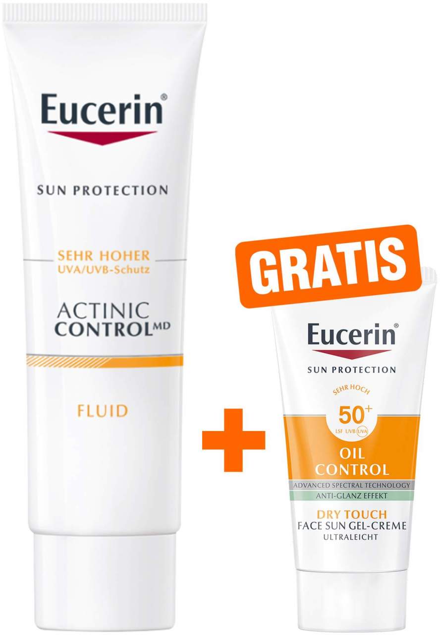 Eucerin Sun Actinic Control MD 80 ml Emulsion + gratis Sun Gel-Creme Oil Control 20 ml - Bei aktinischer Keratose
