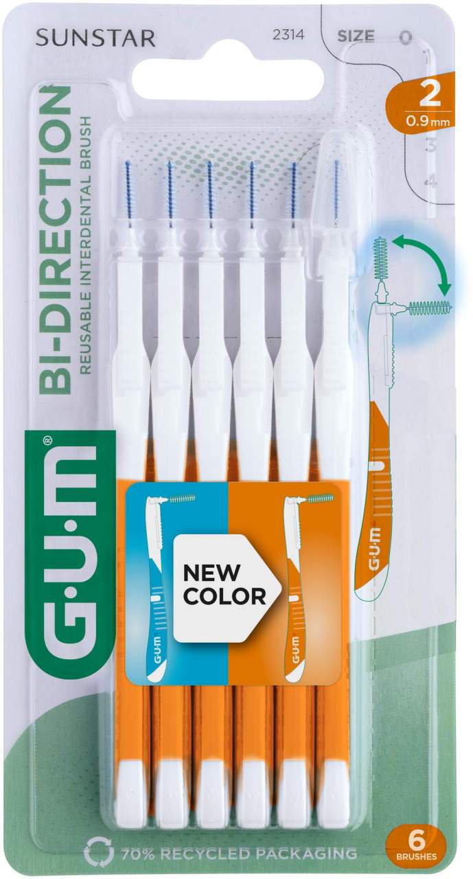 Gum Bi-Direction Interdentalb. 0,9 mm Orange 6 Stück