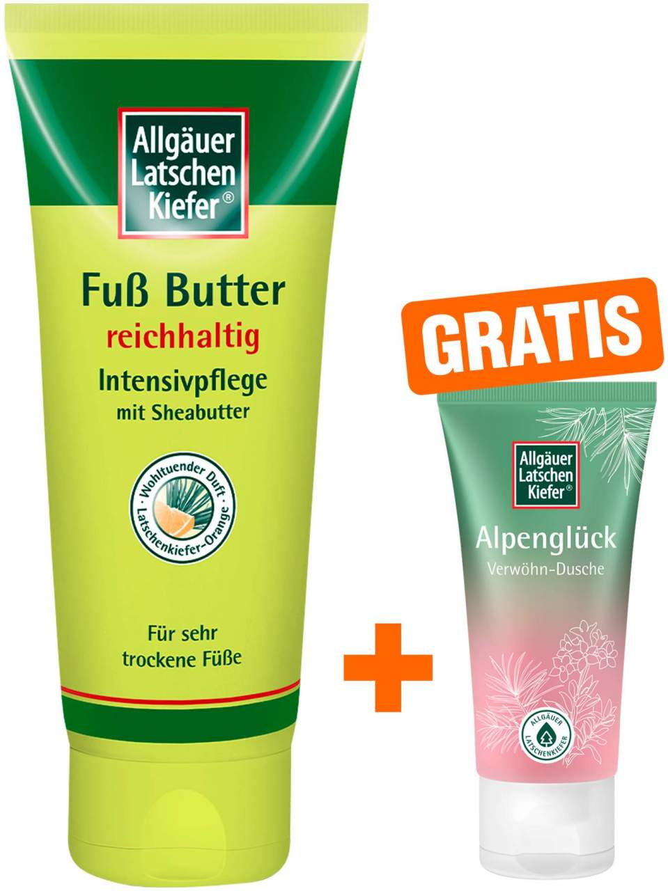 Allgäuer Latschenkiefer Fußbutter 100 ml + gratis Allgäuer Latschenkiefer Alpenglück Dusche 30 ml - Zur Fußpflege