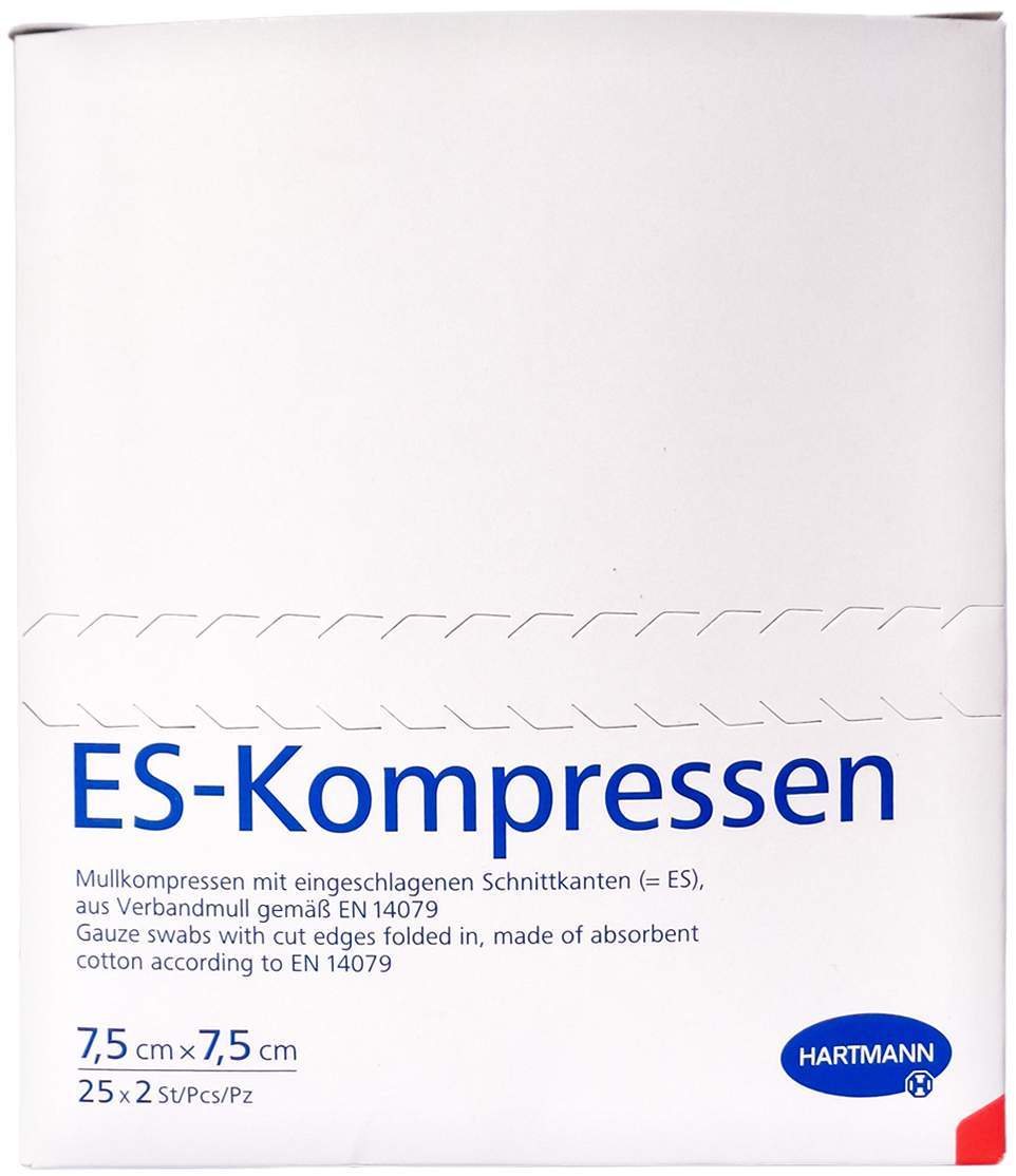 Es Kompressen Steril 7,5 X 7,5 cm 8fach 25 X 2 Stück