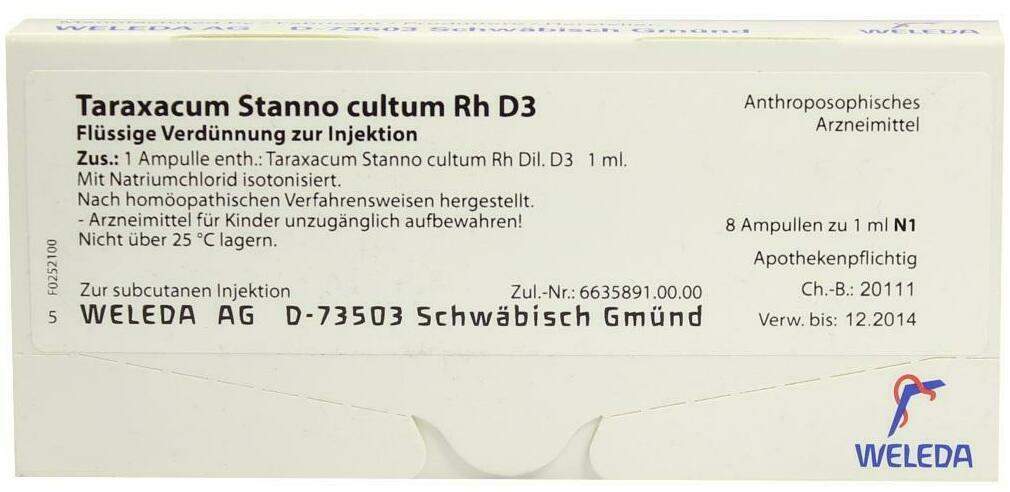 Weleda Taraxacum Stanno Cultum Rh D3 8 X 1 ml Ampullen
