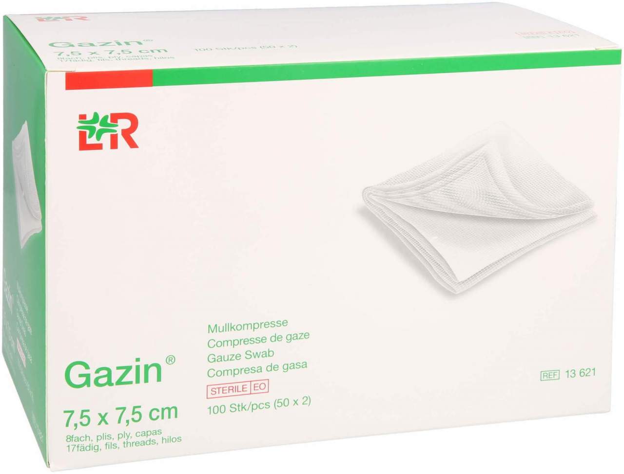 Gazin Mullkompressen 7,5 X 7,5 cm Steril 8fach 50 X 2 Stück
