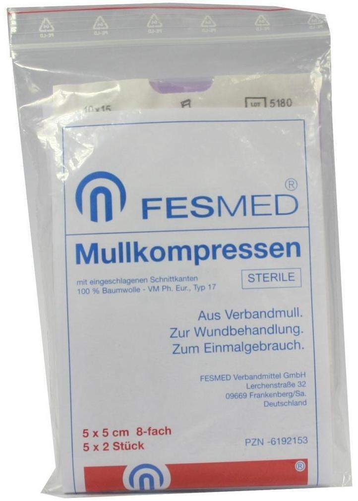 Mullkompressen Es 5x5cm 8fach Steril 5x2 Kompressen