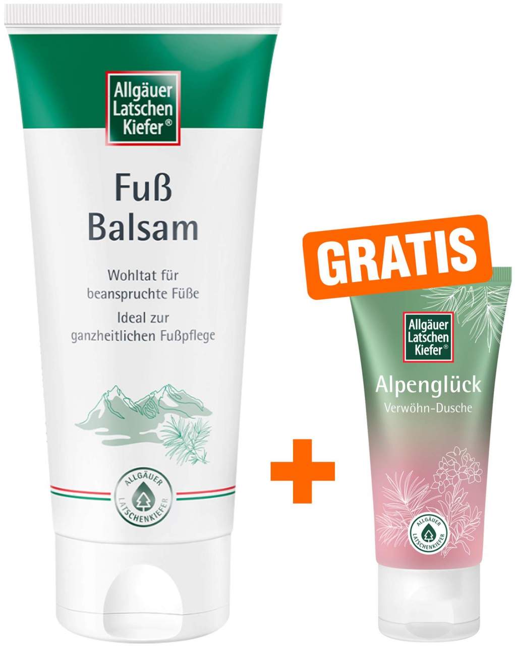 Allgäuer Latschenkiefer Fußbalsam 200 ml + gratis Allgäuer Latschenkiefer Alpenglück Dusche 30 ml - Bei brennenden müden Füßen
