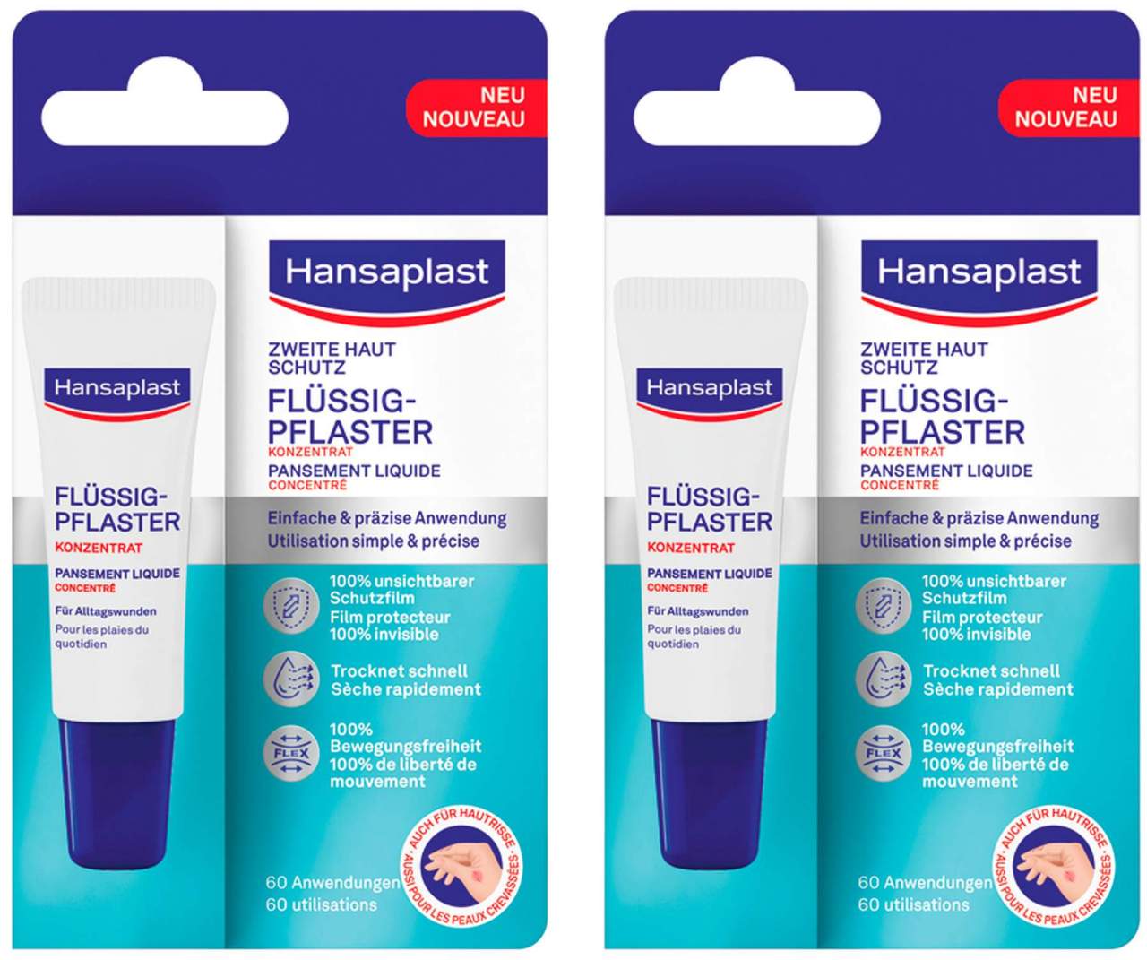 Hansaplast Zweite Haut Schutz Flüssig-Pflaster 2 x 10 ml Konzentrat