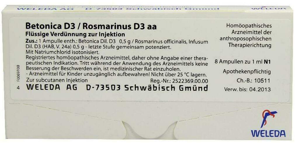 Weleda Betonica D3-Rosmarin D3 Aa 8 X 1 ml Ampullen