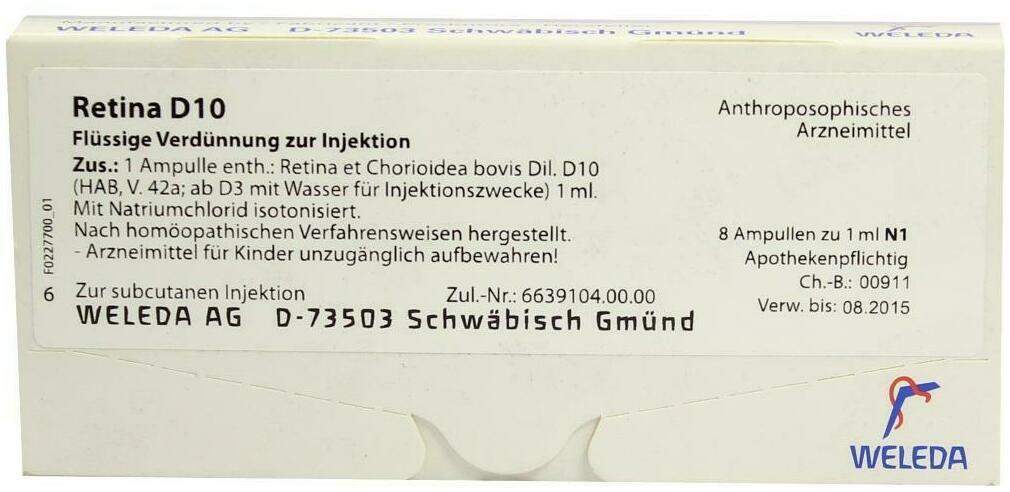 Weleda Retina Et Chorioidea D 10 8 X 1 ml Ampullen