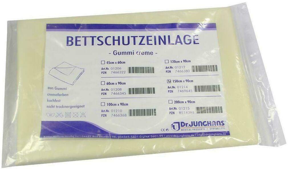 Bettschutzeinlage 150x90cm Gummi Creme