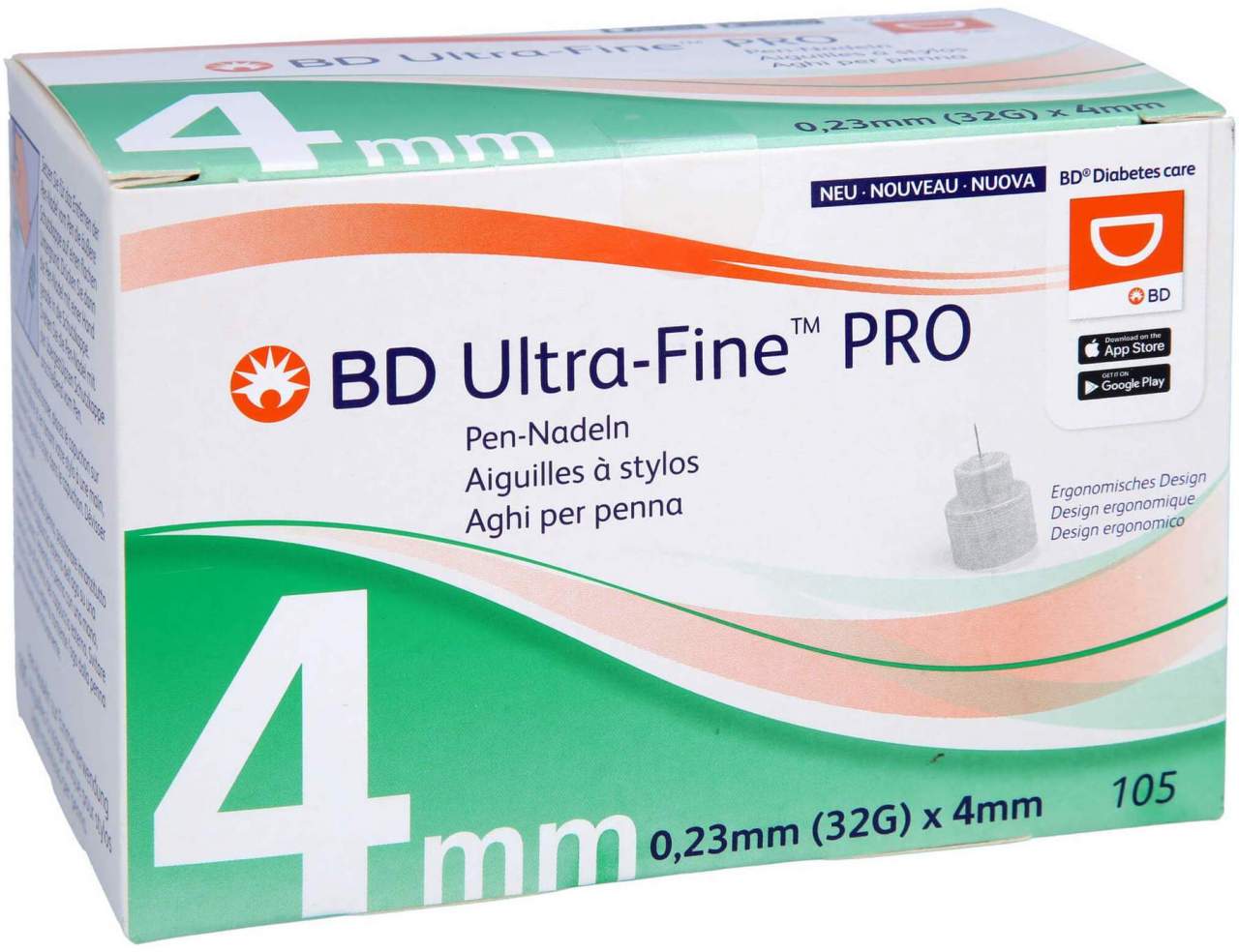 Bd Ultra-Fine Pro Pen-Nadeln 4 mm 32 G 0,23 mm