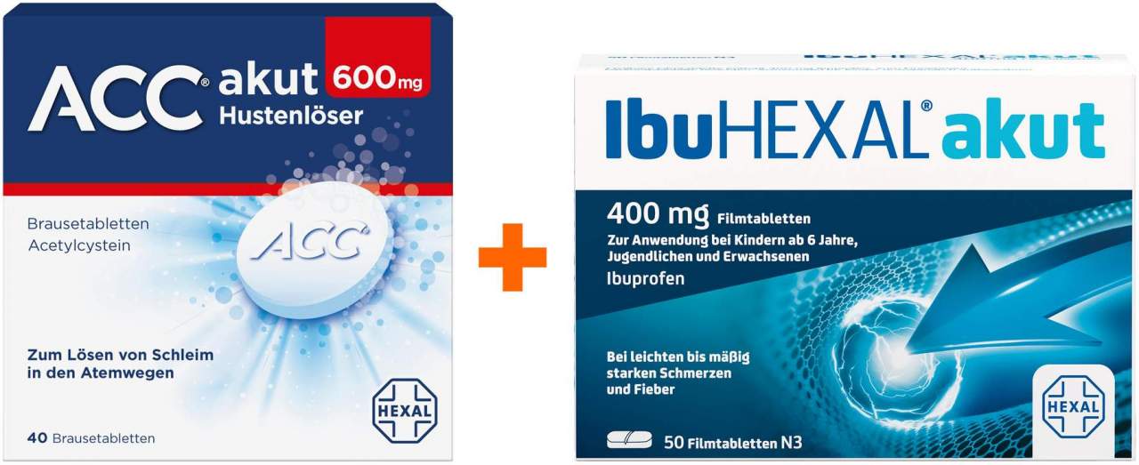 ACC akut 600 40 Brausetabletten + Ibu Hexal akut 400 mg 50 Filmtabletten