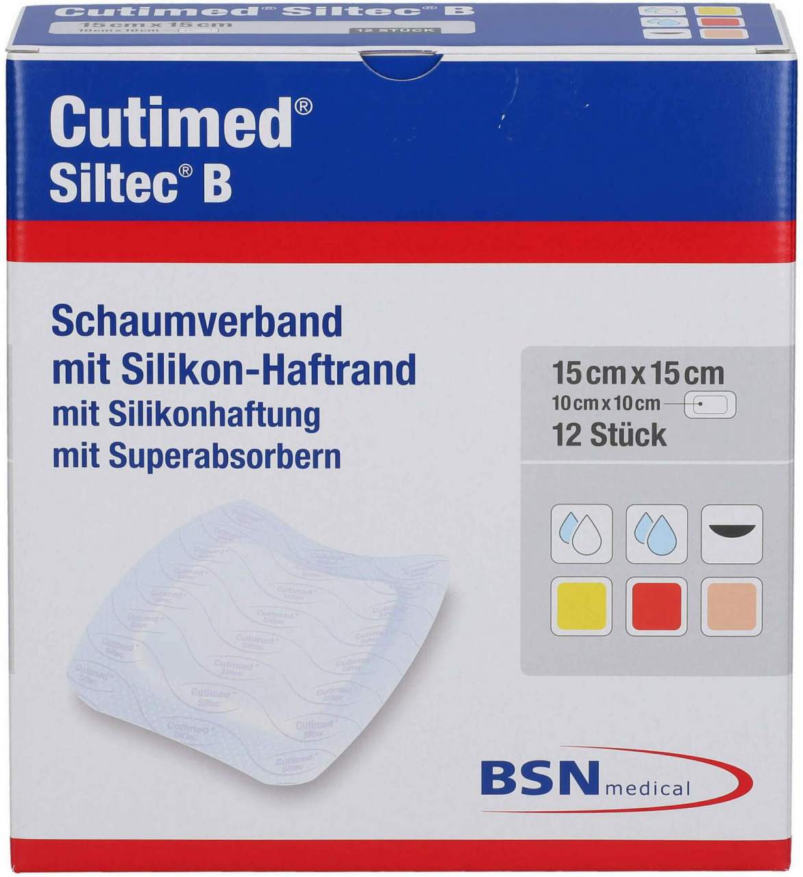 Cutimed Siltec B Schaumverb.15x15 cm M.H