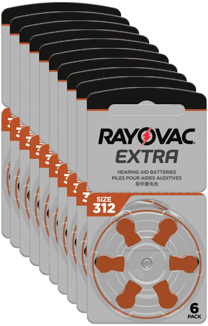 Rayovac Hörgerätebatterien 312 Braun 10 x 6 Stück