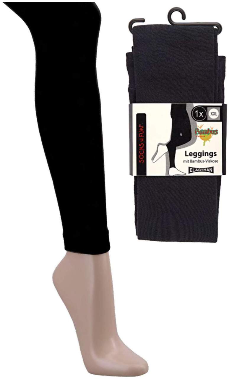 Damen Leggings Bambus Größe 38-42 schwarz, S-M