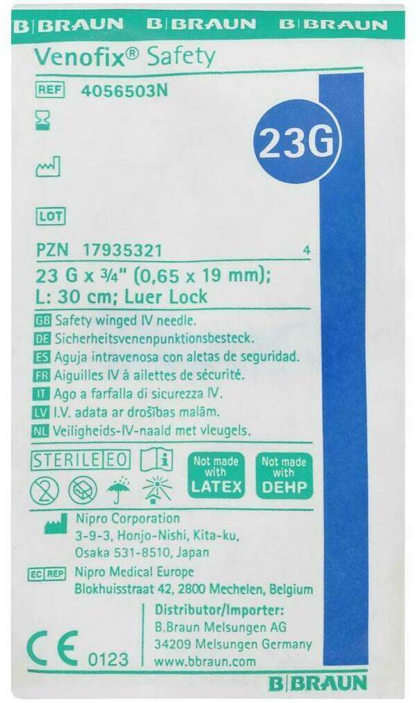 Venofix Safety Venenpunkt.23 G 0,65x19mm 30cm Blau