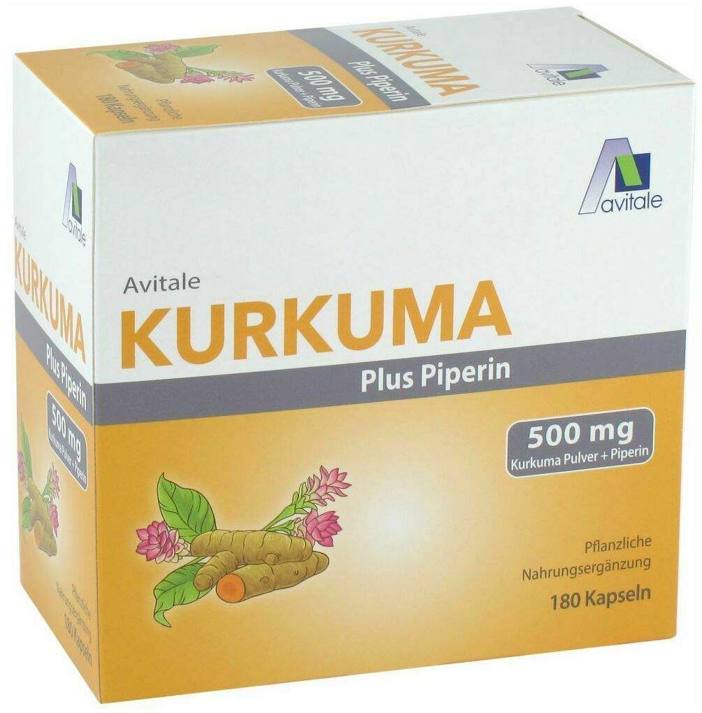 Kurkuma 500 mg + Piperin Kapseln 180 Stück