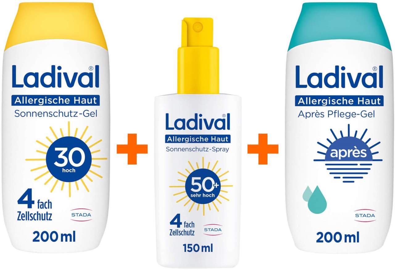 Ladival allergische Haut Sonnenschutz-Gel 200 ml + allergische Haut Sonnenschutz-Spray 150 ml + Apres Pflege 200 ml