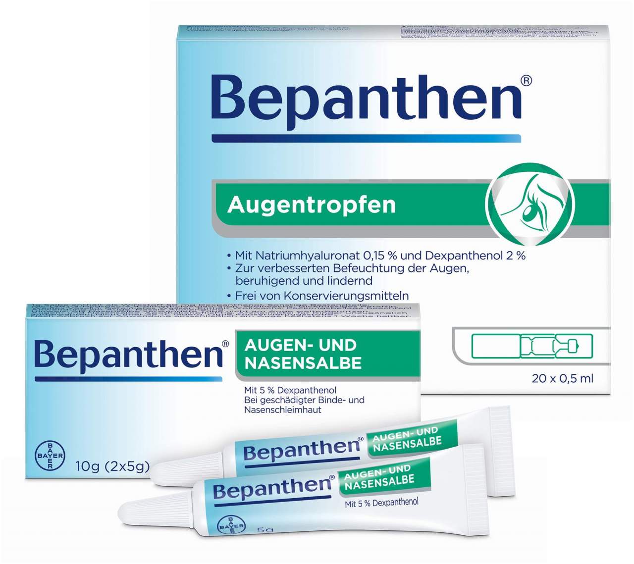 Bepanthen 20 x 0,5 ml Augentropfen + Bepanthen Augen & Nasensalbe 10 g