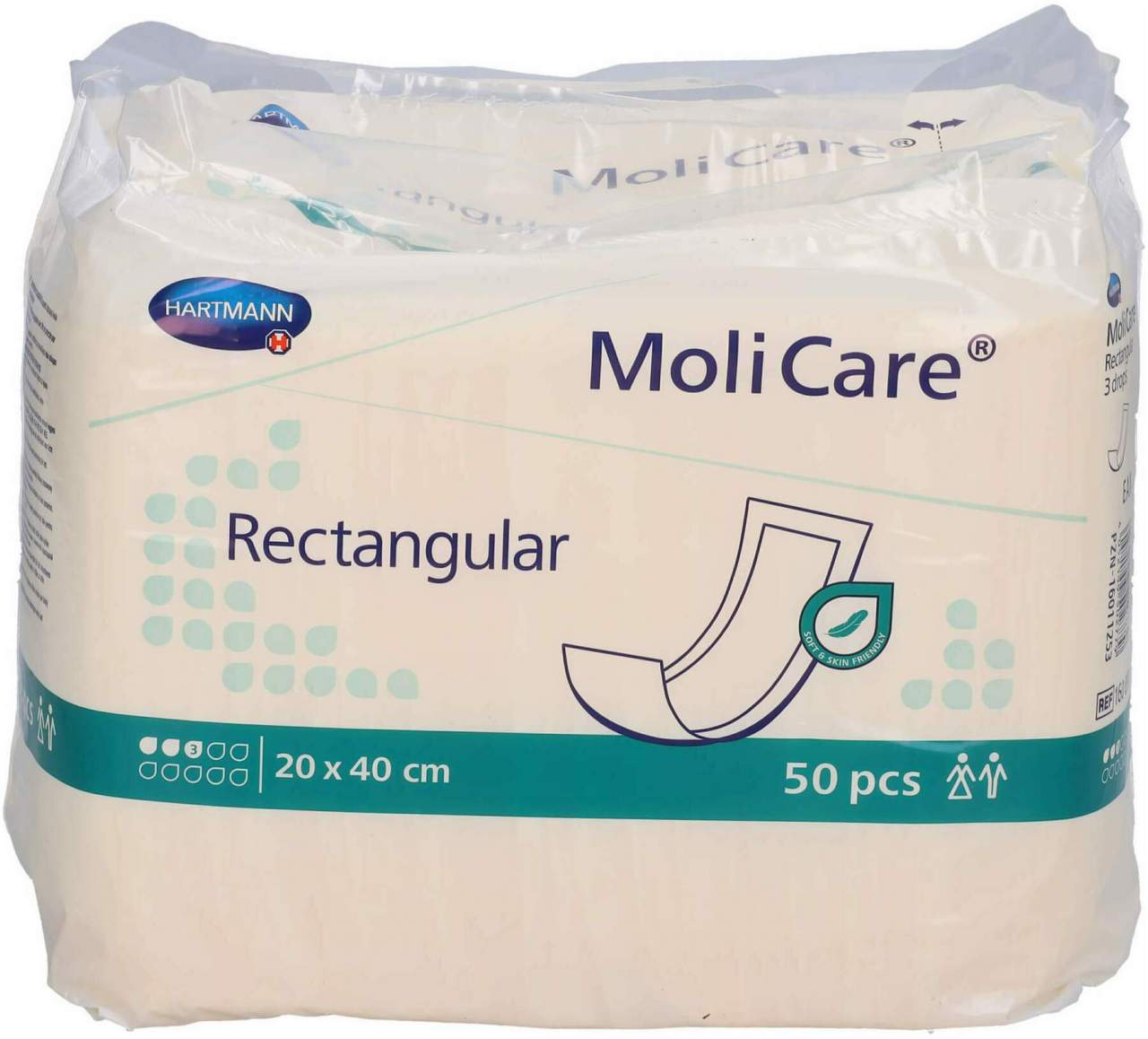 Molicare Rectangular 3 Tropfen 20 X 40 cm 50 Beutel