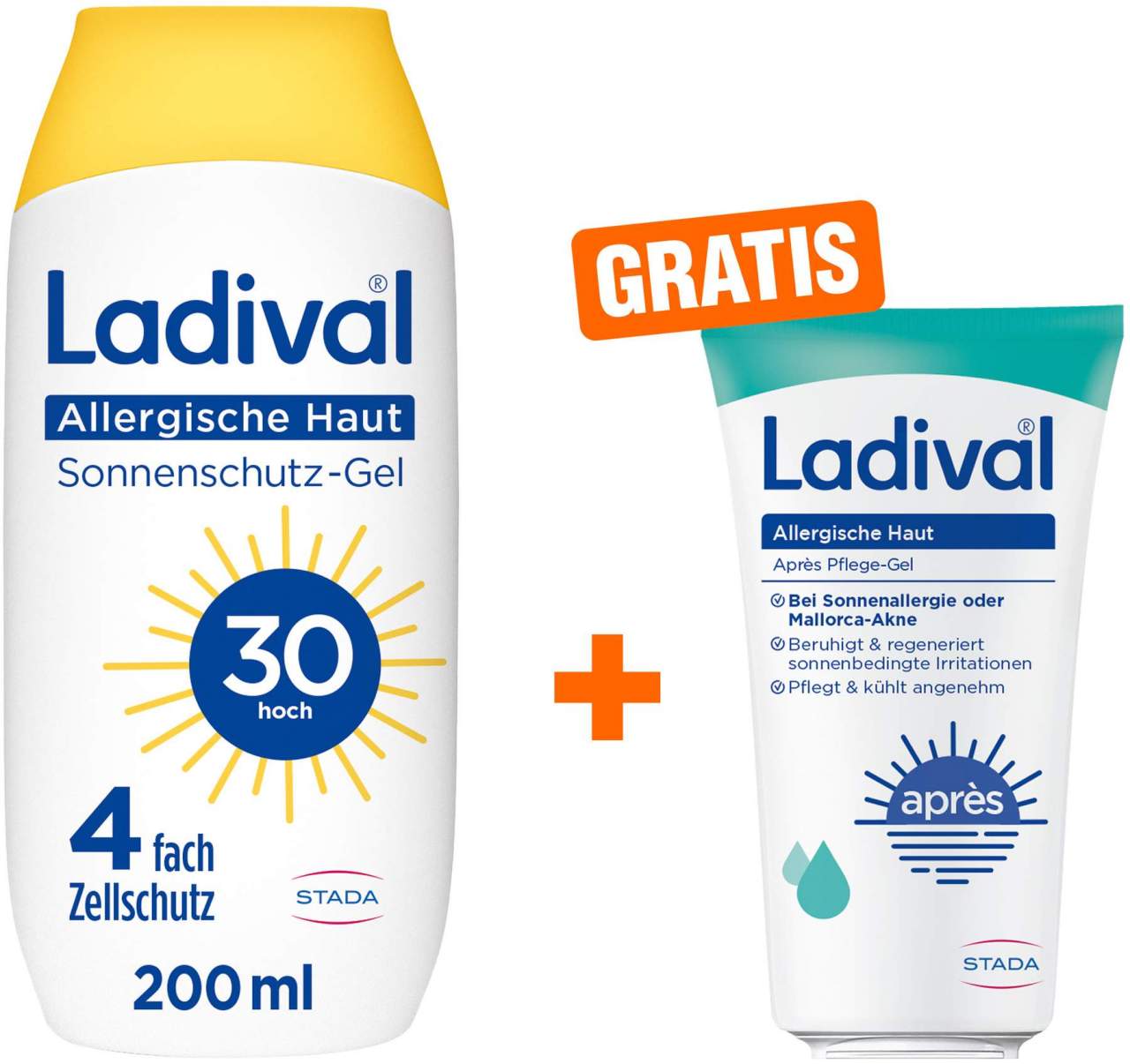 Ladival allergische Haut Sonnenschutz-Gel LSF 30 200 ml + gratis Ladival allergische Haut Apres Pflege Gel 50 ml