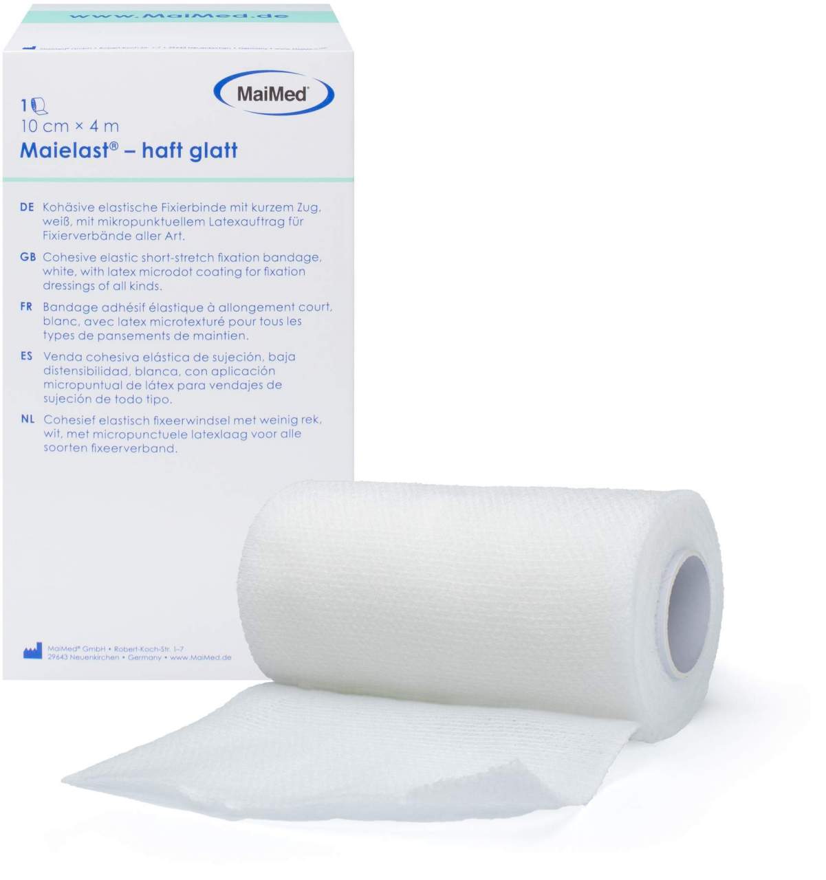 Maielast haft glatt kohäsiv,elastische Fixierbinde 10 cm x 4 m