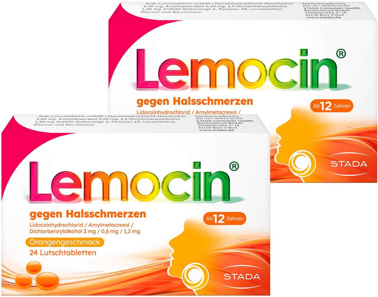 Lemocin gegen Halsschmerzen mit Orangengeschmack 2 x 24 Lutschtabletten